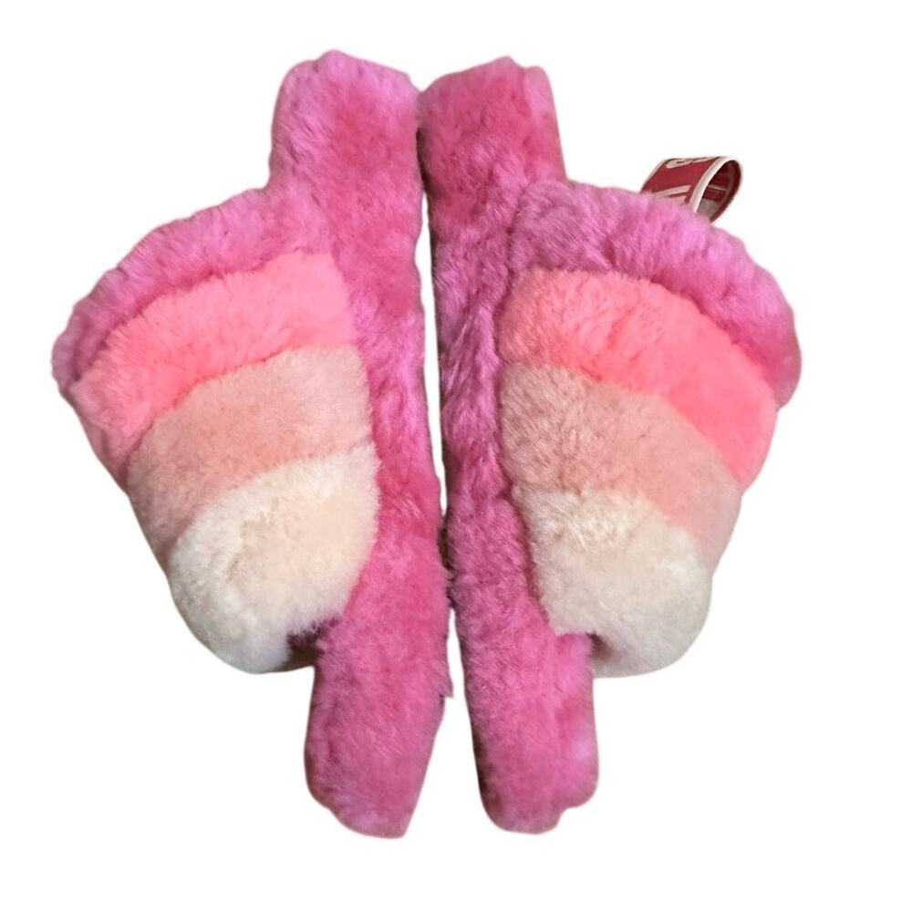 UGG Fluff Yeah Slide Stripes Slippers in a pink multicolor - Picture 3 of 9